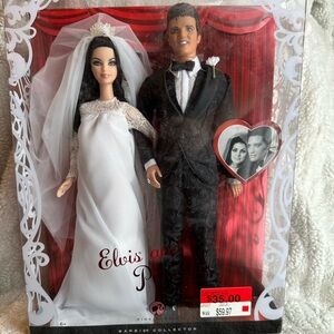 2008 Barbie Priscilla and Elvis Doll in Classic Wedding Attire